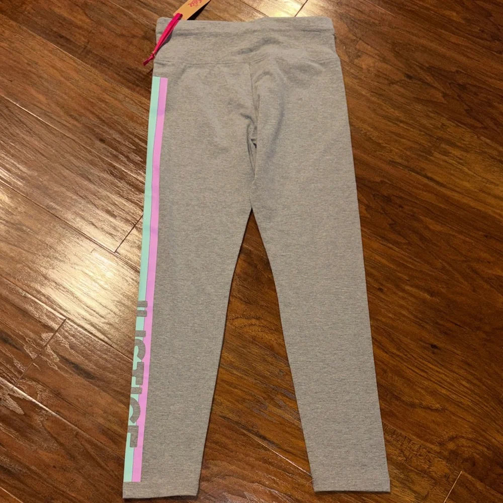 Justice Gray Leggings with Vibrant Pink and Yellow Accents